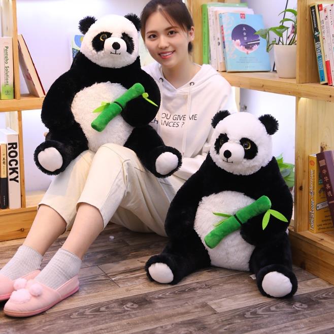 Panda soft toy holding bamboo leaves | Custom stuffed animals